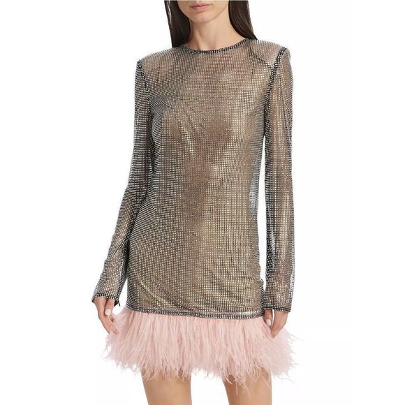 Bronx and Banco Webb Feather-Trim Cocktail Dress US 4 $1200 - Picture 2 of 16
